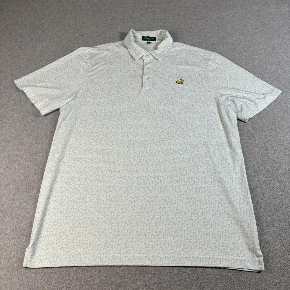Masters Polo Mens XL White Golf Augusta National Flags Signs Lightweight Peru